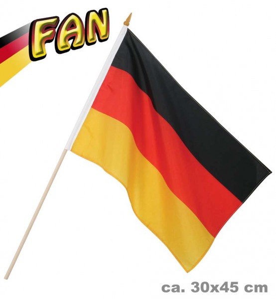 Deutschland Fahne am Stab - Schwarz-Rot-Gold - 30 x 45 cm